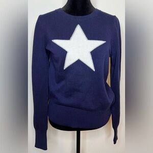 Gap navy blue preppy star sweater long sleeve cotton Slight balloon sleeve Small